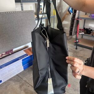 Versace Black Duffel Bag with Silver Accents